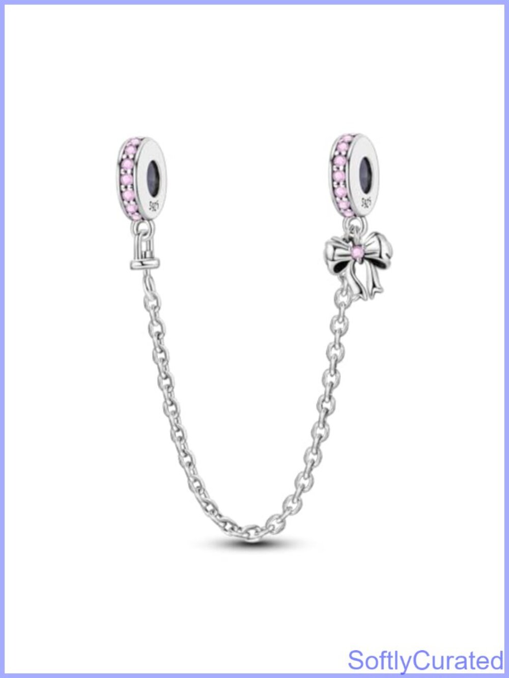 925 Sterling Silver Bow Knot Charm Bracelet Dangle Pendant